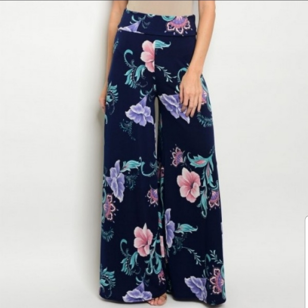 NAVY MINT FLORAL PANT